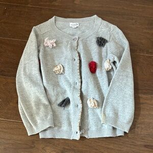 Mud Pie Gray Cardigan with Colorful Accents